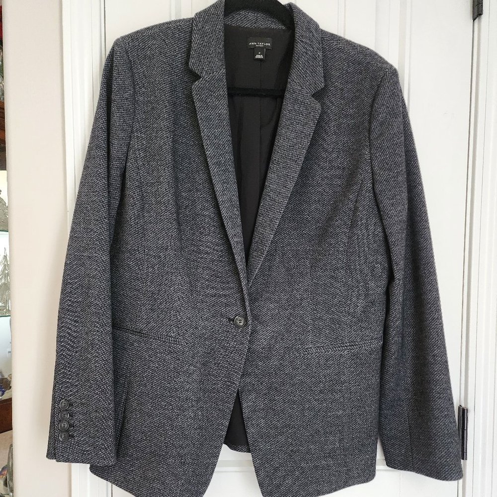 Ann Taylor Charcoal Tweed Lined Blazer